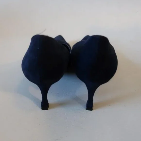Womens Manolo Blahnik Blue Suede Pointy Heels Shoes Pumps 36 US/6 - Picture 8 of 13